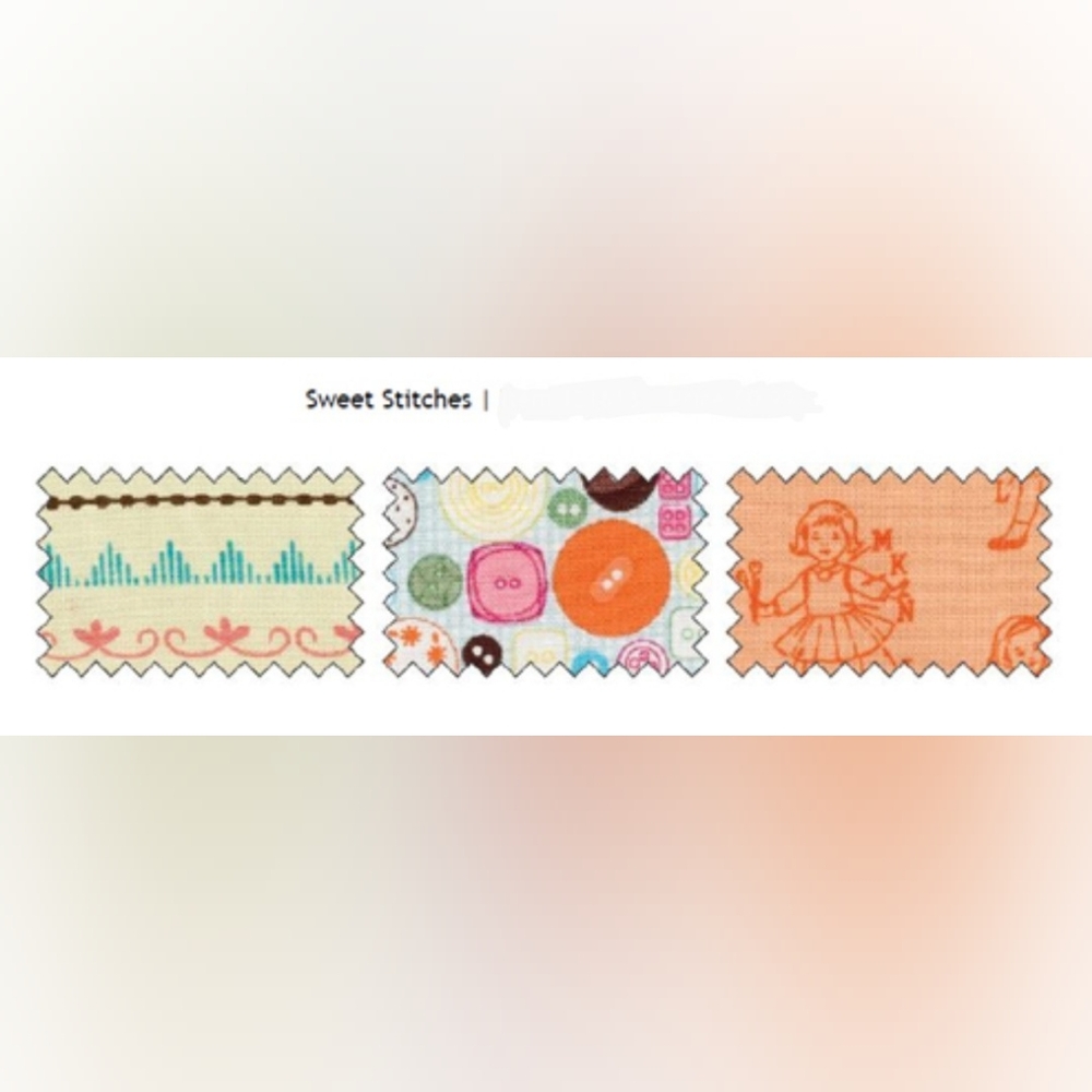 NWT Stampin' Up! Sweet Stitches Designer Fabric 3 Prints Cotton Fat Quarters